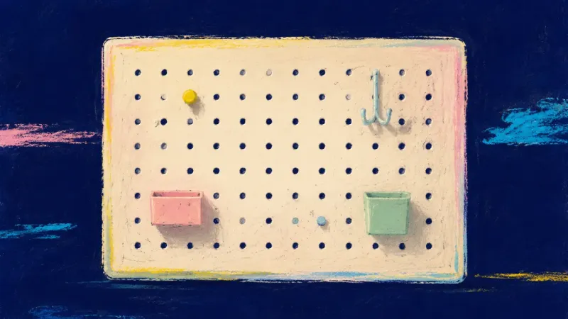 The Restored Grid A restored pegboard with an ordered grid, representing clear promotion criteria, balanced capacity,