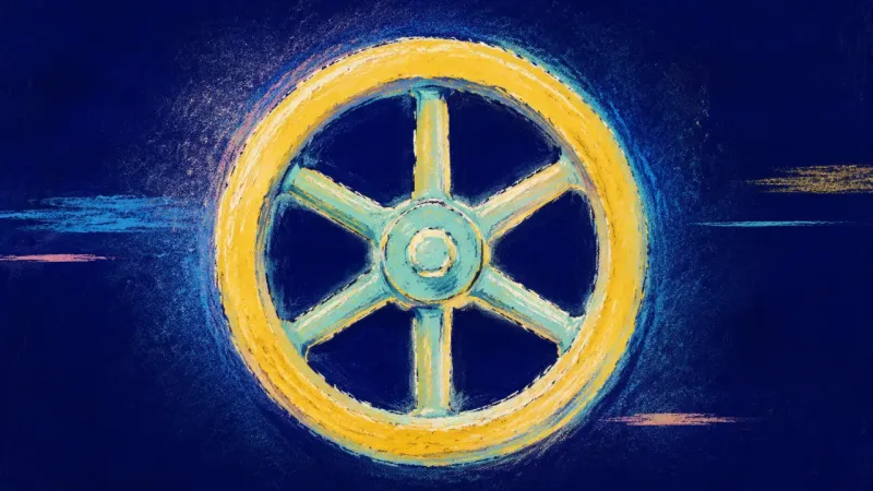 Access in Balance A restored valve wheel with even spokes, representing paced vulnerability, balanced boundaries, and