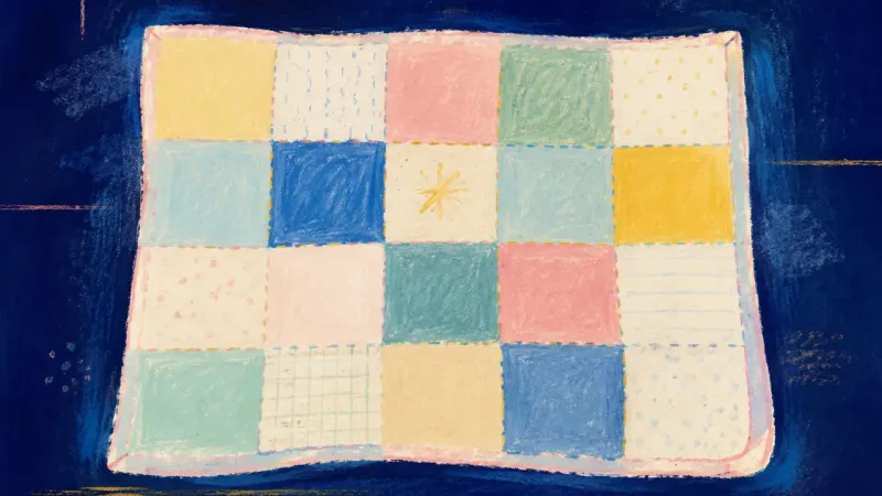 Patchwork Reclaimed A restored quilt with distinct, balanced patches, representing closeness that preserves personal