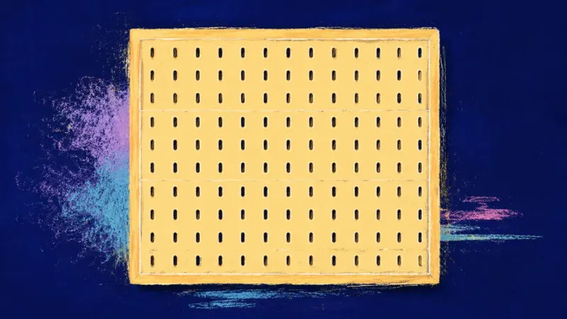 Room for Revision A restored pegboard with an orderly grid represents cohabitation readiness built through clear, fair