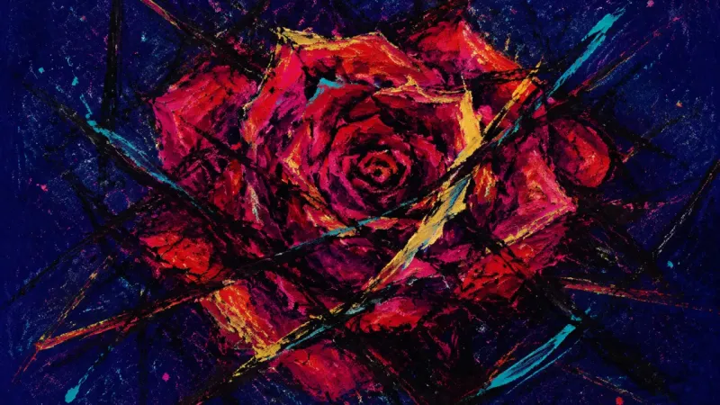 Compressed Bloom An abstract rose crushed into a tangled knot, representing the hollow comfort of holding on while