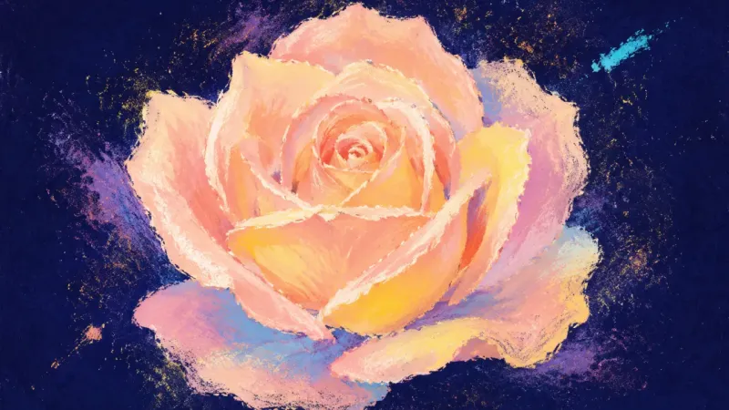 Open Bloom An abstract rose opening into balanced petals, representing grounded clarity, flexible stability,