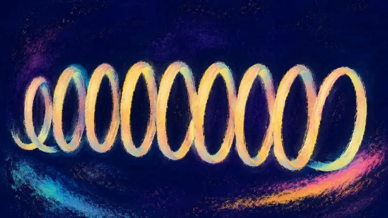 An abstract spring opening into an orderly curve, representing a relationship evaluated through  000