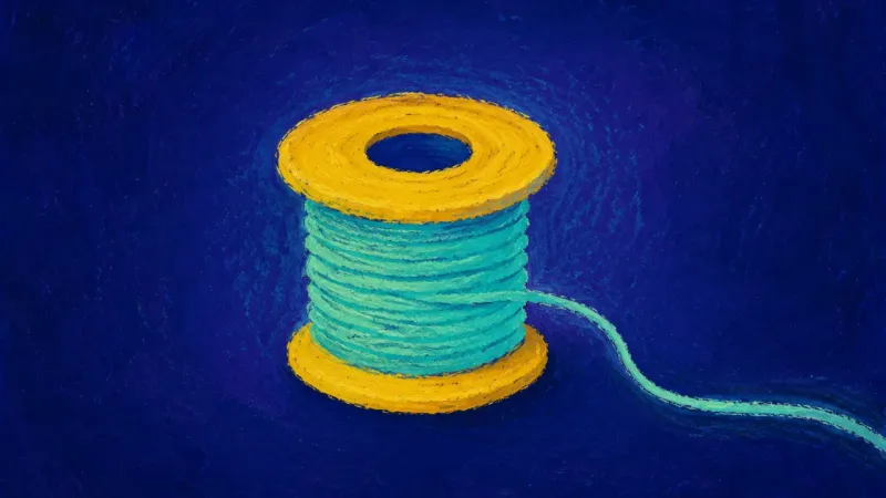 A restored spool with an open thread, representing honest self-expression and connection that can​​