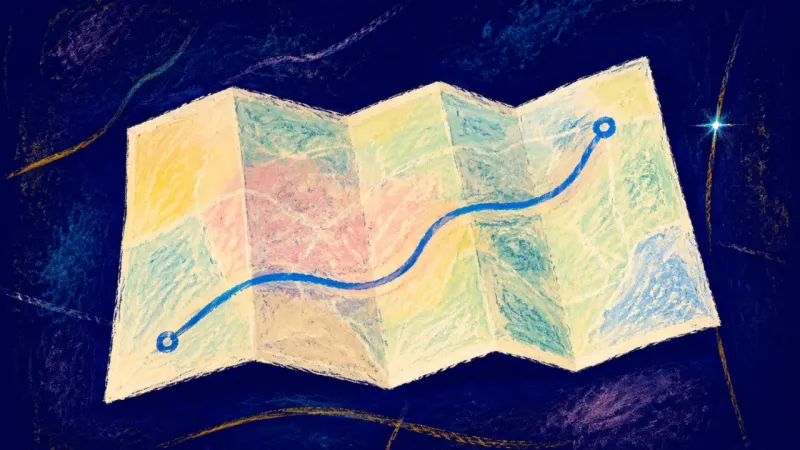 One Honest Route A map resolved into one coherent route, representing grounded self-trust after comparison-driven