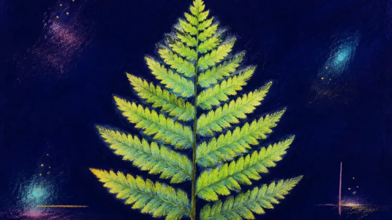 Rhythm Restored A restored fern opens into a balanced frond, representing focused curiosity and self-trust after the