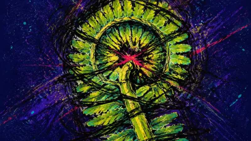 Contracted Authorship A tightly coiled fern frond represents professional self-erasure, suppressed disagreement, and theF
