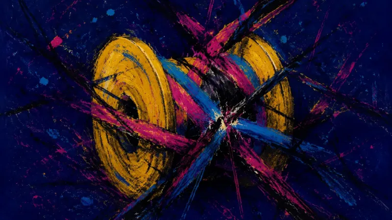 An abstract spool tangled into a dense knot, symbolizing the research loop that keeps a thesis draft