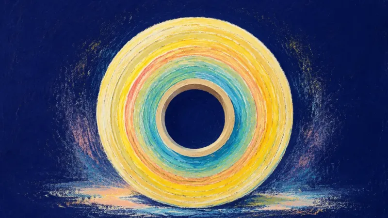 An orderly spool with smooth concentric loops, symbolizing a thesis process where research supportsด