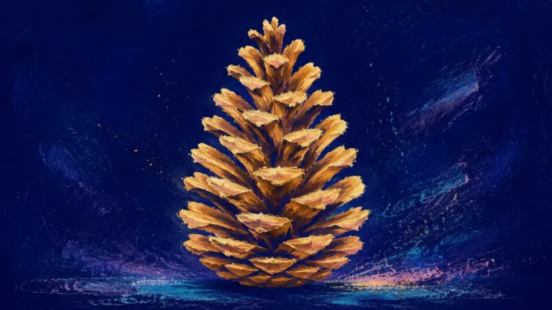 Order From Within A restored pinecone with ordered, open scales, representing advice overload resolved through clear,