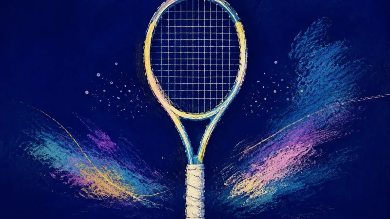 Racket in Balance A restored tennis racket with an even string grid represents clear conditions, grounded confidence,
