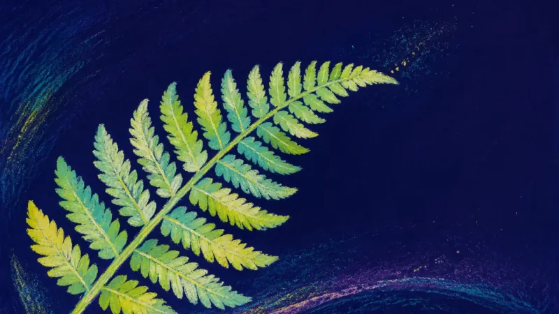 An opened fern frond in balanced order, representing exam preparation restored through small tasks,