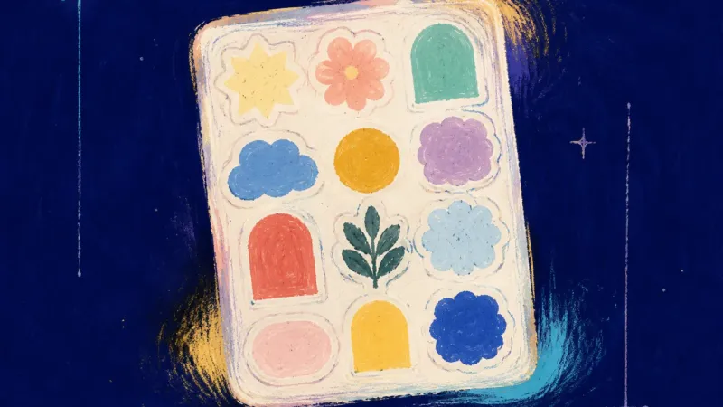 A sticker sheet with separated labels, representing restored self-trust and a consistent response to