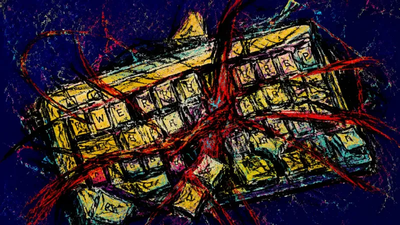 Jammed Communication An overcrowded keyboard symbolizes suppressed anger, compulsive reassurance seeking, and theressure
