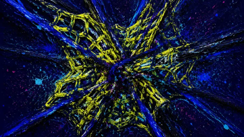 An abstract net crushed into a dense tangle, representing caretaker-role regression and fear oflos