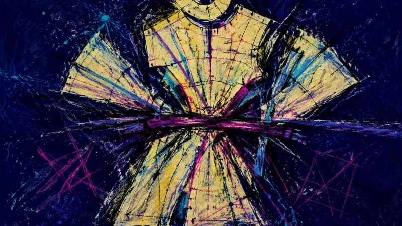 A sewing pattern is crushed into one undersized outline, representing shame-driven self-editing and