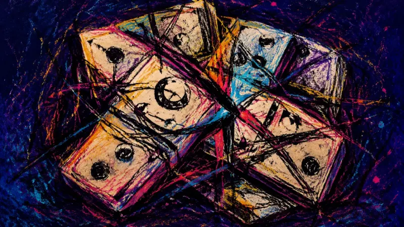 Sequence Under Siege Crushed domino tiles trapped in tangled lines represent group-work paralysis when everyone waits for