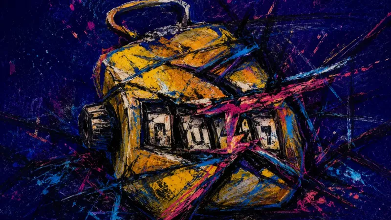 A crushed tally counter trapped by chaotic lines, representing the alienation and pressure of
