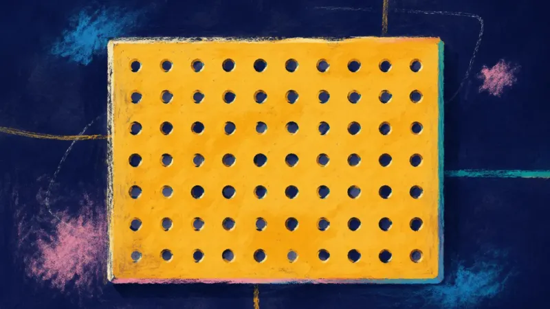 A restored pegboard with an even open grid, representing clear assumptions, balanced coordination,