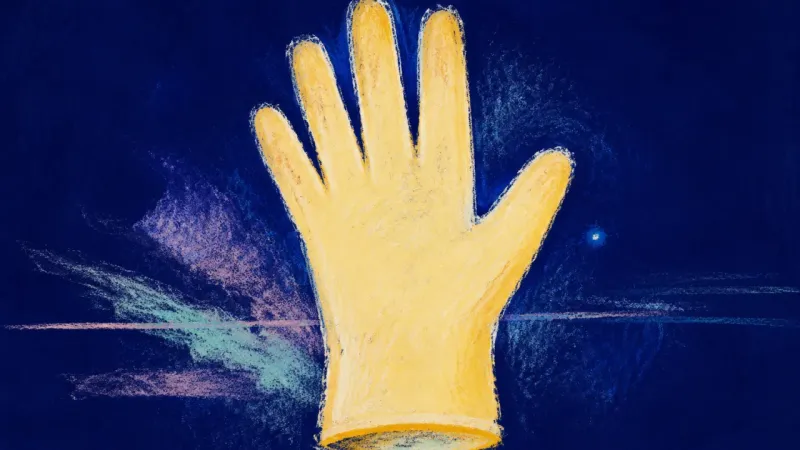 The Open Boundary An open glove with five distinct fingers and a restored outline, symbolizing care that no longer15