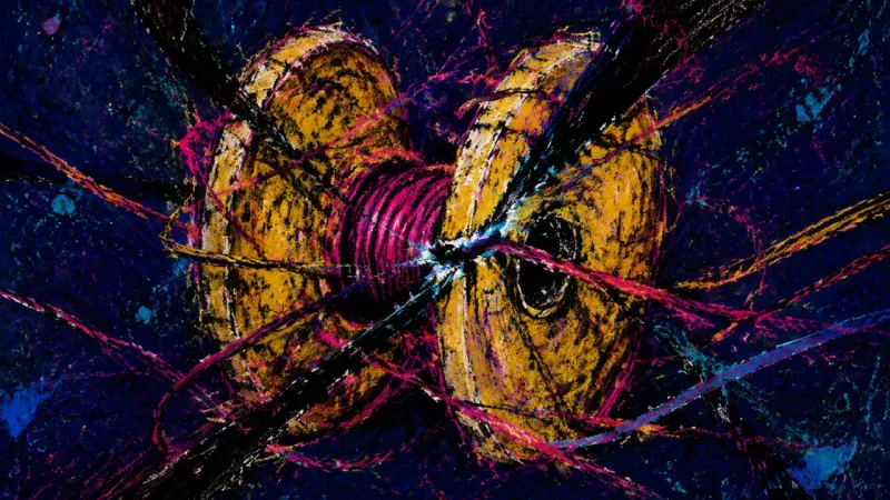 Tangled Spool An abstract spool crushed by tangled lines, representing procrastination, deadline pressure, and the