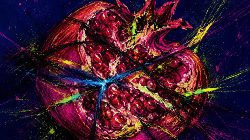Collapsed Chambers A crushed pomegranate with fused inner chambers represents absorbing family anger and losing track