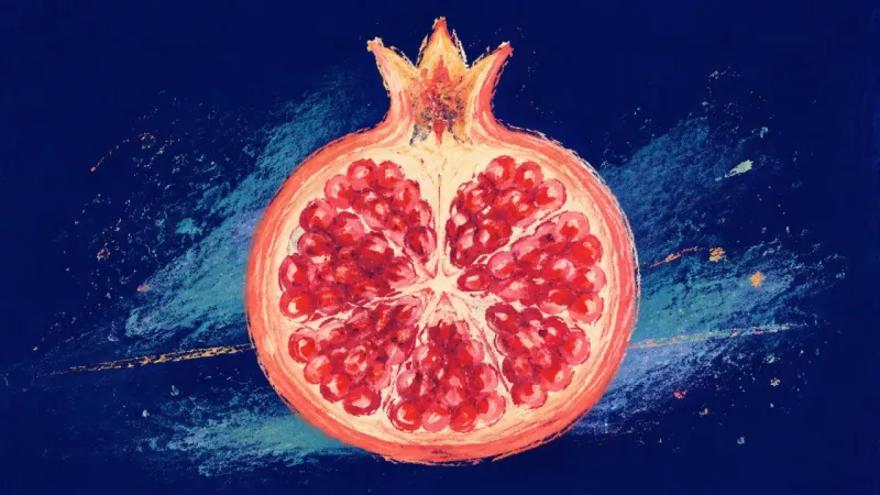 Chambers Reclaimed A restored pomegranate with distinct inner chambers represents emotional ownership, humane bou