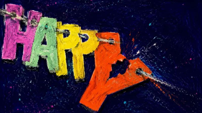 A celebration garland crushed into overlapping letters, symbolizing the pressure to perform family
