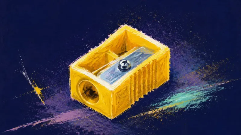 The Usable Start A restored pencil sharpener symbolizes grounded agency and a balanced return from preparation to the