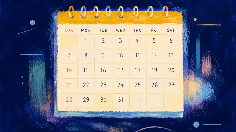Calendar in Rhythm An abstract calendar returns to balanced order, symbolizing intimacy paced by clear boundaries, 