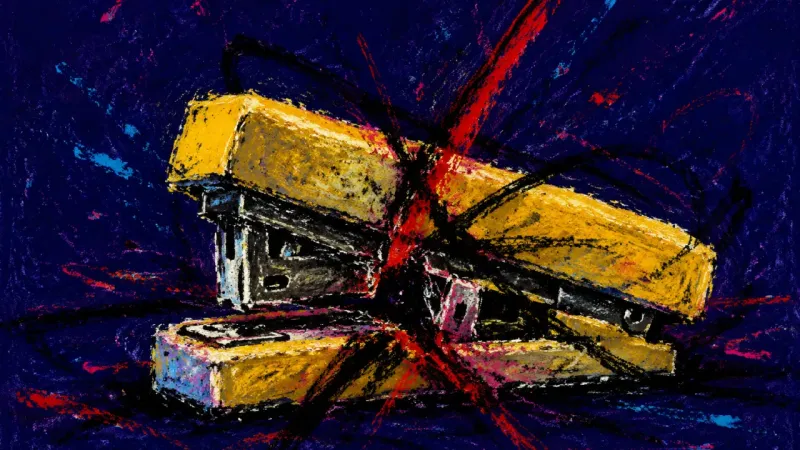Pressure Without Release A distorted stapler represents suppressed anger, internal conflict, and harsh judgments directed at