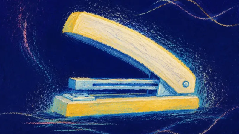 Open Channel A restored stapler represents anger becoming useful information, with clear boundaries and balanced