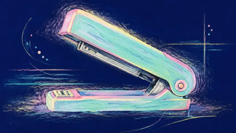 An open stapler with a clear hinge and balanced form, representing boundaries, shared responsibility