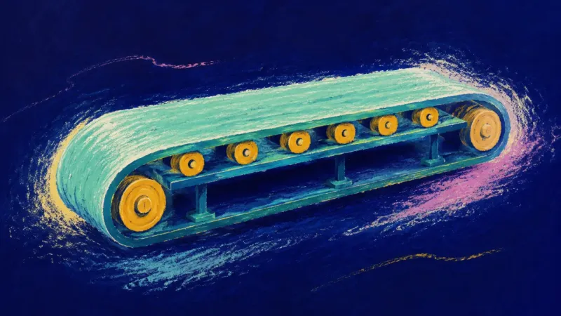 Rhythm Restored A restored conveyor belt forms one ordered loop, representing study distraction resolved through one