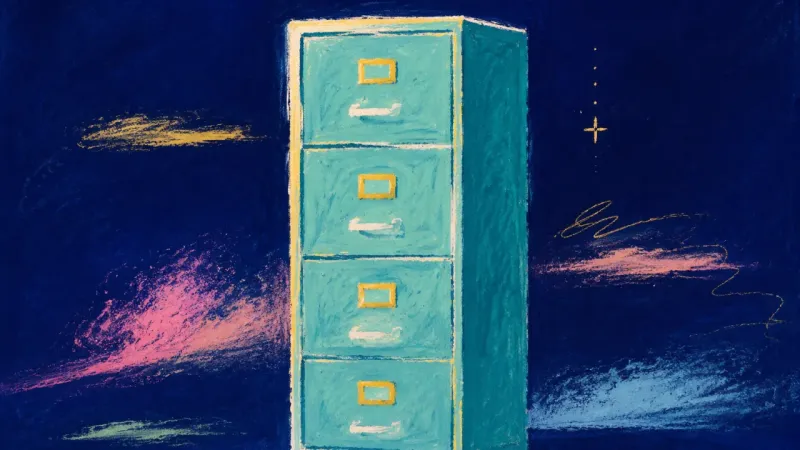 An abstract filing cabinet with evenly aligned drawers, representing compassion, fair discernment, ‌