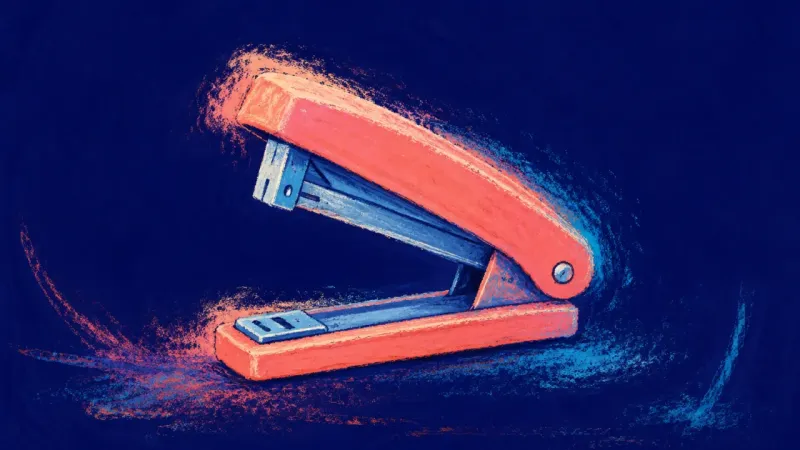 Aligned Judgment An open stapler represents resolving romantic FOMO through clear boundaries, balanced judgment, and