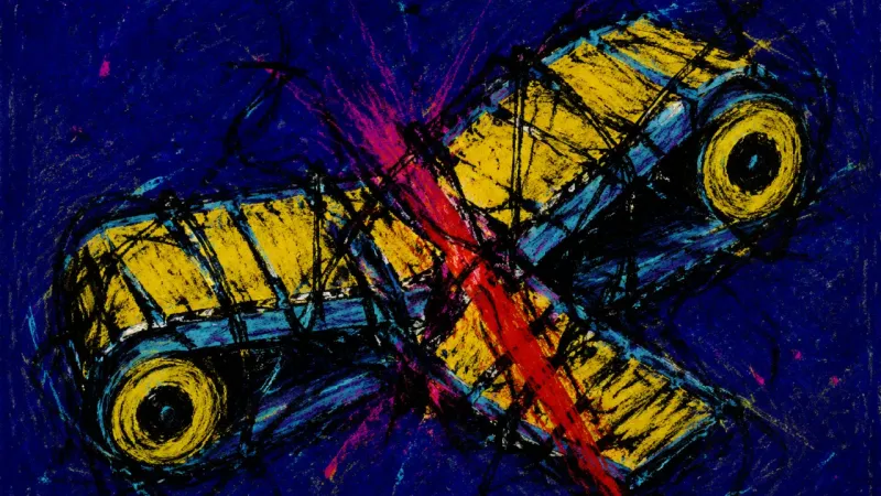 Jammed Momentum A conveyor belt crushed into a tangled stop, representing perfectionistic procrastination and study