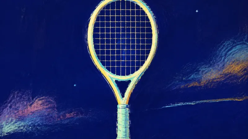 Order Returned A restored tennis racket with an even grid, representing resolved family triangulation, clear boundaries, and calm connection.