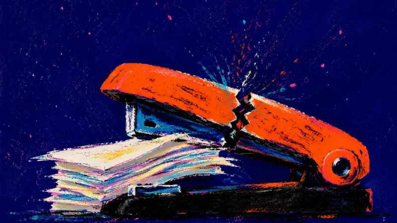 A jammed desk stapler represents chronic overcommitment and the hidden cost of appearing endlessly1?
