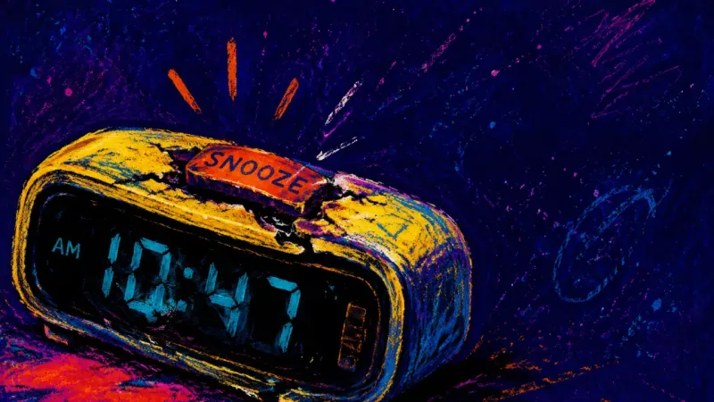 Borrowed Time A damaged alarm clock frozen at 10:47, symbolizing the fear of answering a new partner before truly,