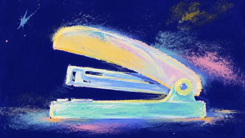 Unforced Accord A stapler restored to an open, orderly form, symbolizing a clear boundary and voluntary commitment.