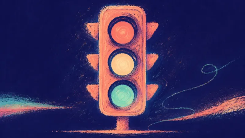 Measured Signal A traffic signal restored to three distinct openings, representing a career possibility tested bys*