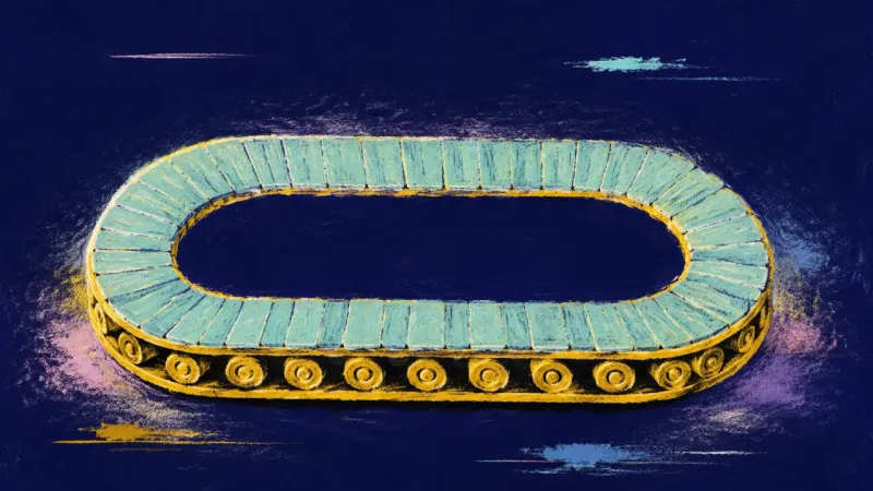 Deliberate Momentum A restored conveyor belt forms an even sequence, representing balanced contribution, protected unds,
