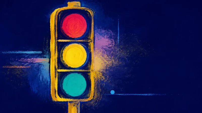 Signals in Order A restored traffic light with three clearly separated signals, representing discernment, boundaries,