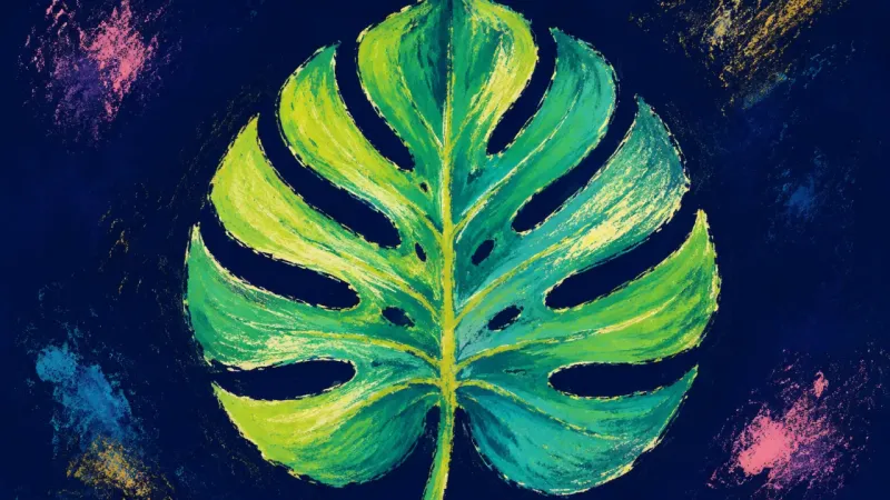 Ambition Regrounded An open monstera leaf with ordered veins, representing ambition restored to meaning, rest, and a