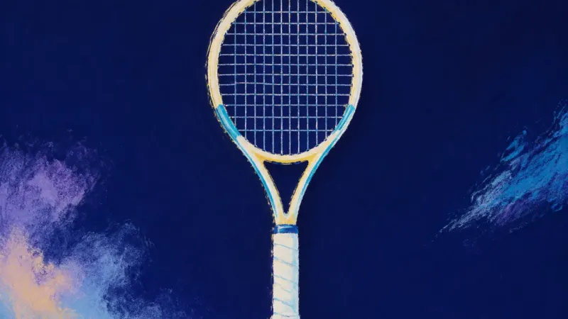 An ordered tennis racket with evenly distributed strings, representing clear limits, shared duty, और
