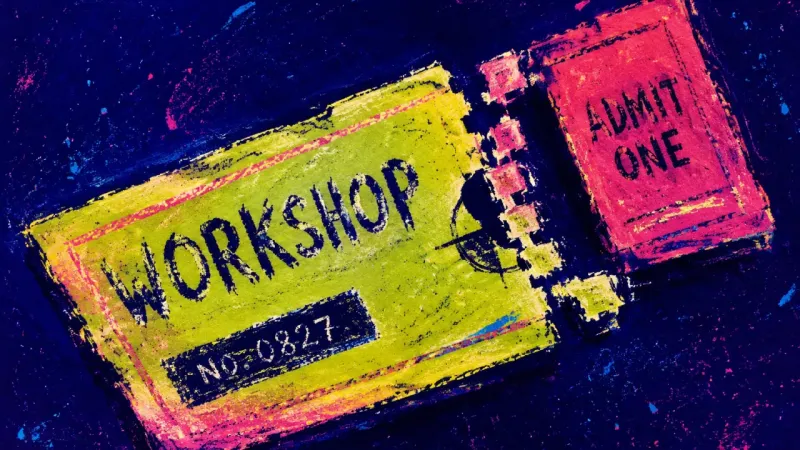 The Unclaimed Stub A workshop ticket bent until its tear-off stub splits, symbolizing a choice kept unfinished to avoid