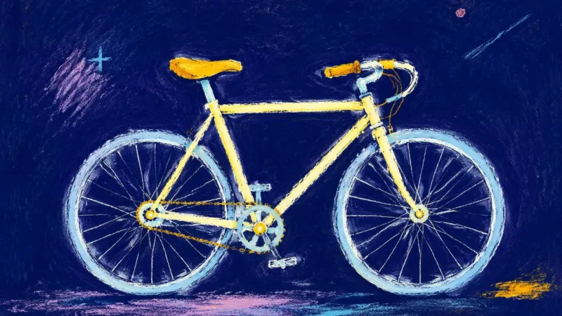 A restored bicycle with balanced wheels and an open frame, representing stable career exploration,g,