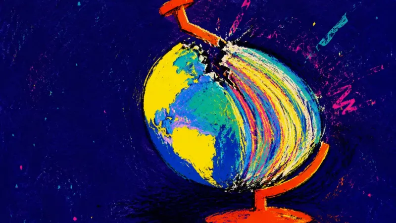 A desk globe forced between two directions, symbolizing how conflicting advice can erode personal6?