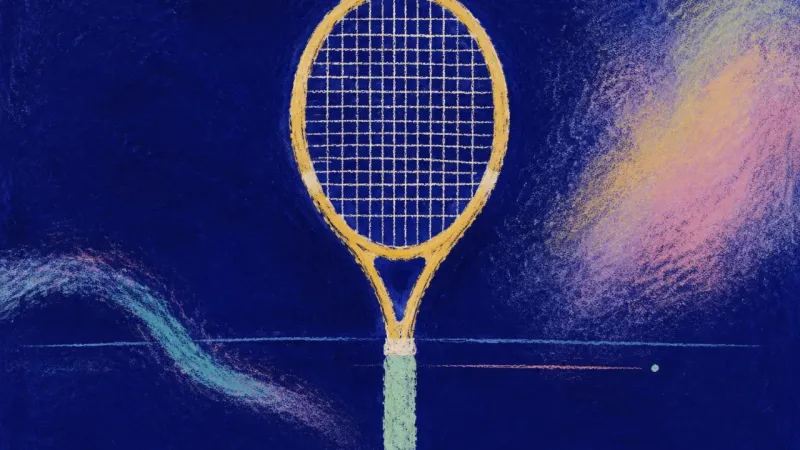 Exchange Restored A restored tennis racket with an even string grid, representing anger expressed clearly through a